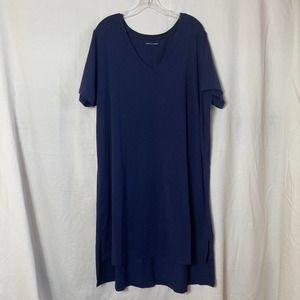 Universal Standard Blue Cotton Blend Jersey V-neck Oversized Shirt Dress Tunic